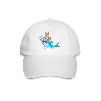 Corgi-Reithai lustiges Tierhemd - Baseballkappe - Weiß/Weiß - Vorne