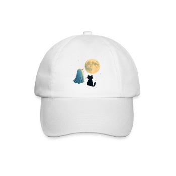 Nuit au clair de lune : fantôme et chat - Casquette classique - blanc/blanc - Devant