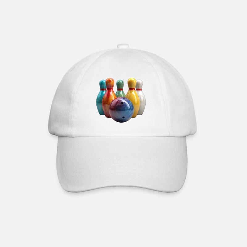 Colorful Bowling Scene Pattern - Baseball Cap - white/white
