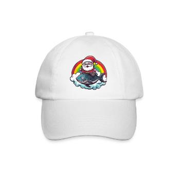 Piranha Fische Weihnachtsmann Weihnachten - Baseballkappe - Weiß/Weiß - Vorne
