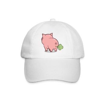 Blowing Pig Cartoon - Baseball Cap - white/white - Front