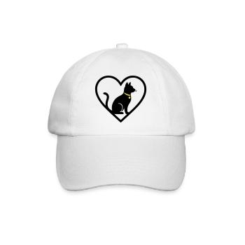 Katze Herz Silhouette Niedlicher Haustierliebhaber - Baseballkappe - Weiß/Weiß - Vorne