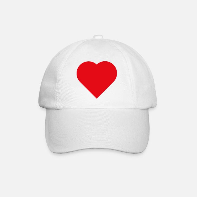 Minimalistisches rotes Herz - Baseballkappe - Weiß/Weiß