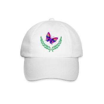 Butterfly in Green Laurel Wreath - Baseball Cap - white/white - Front