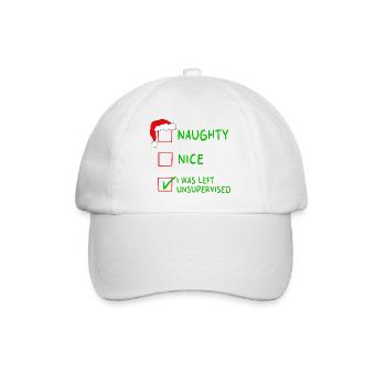Naughty Nice – Ich wurde zu Weihnachten unbeaufsichtigt gelassen - Baseballkappe - Weiß/Weiß - Vorne