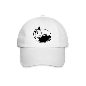 Fox Snuggled Up – Kawaii Fox Cartoon Design - Baseball Cap - white/white - Front