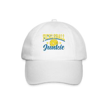 Pickleball Junkie Retro Sports Design - Baseballkappe - Weiß/Weiß - Vorne