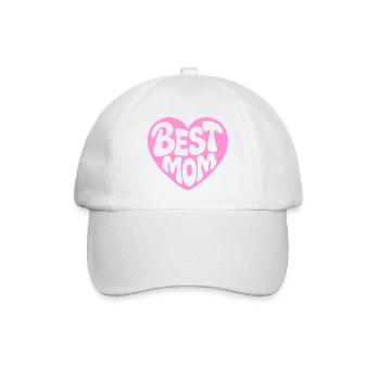Beste Mama Herzdesign - Baseballkappe - Weiß/Weiß - Vorne