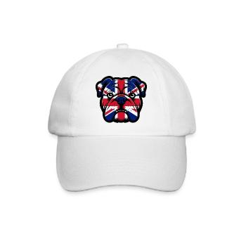 Union Jack Bulldoggen-Porträt - Baseballkappe - Weiß/Weiß - Vorne