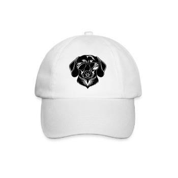 Tête de teckel avec des lunettes de soleil - Casquette classique - blanc/blanc - Devant