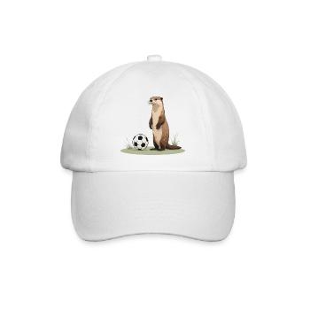 Otter mit Fußball - Baseballkappe - Weiß/Weiß - Vorne