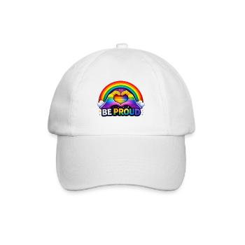 Sei stolz, Regenbogenherz-Stolz - Baseballkappe - Weiß/Weiß - Vorne