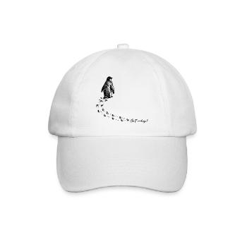 But why? Penguin Meme Footprints Doodle Doodle - Baseball Cap - white/white - Front