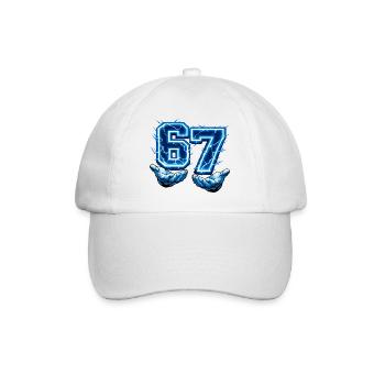 67 Six Seven Meme Gen Alpha Funny - Baseball Cap - white/white - Front