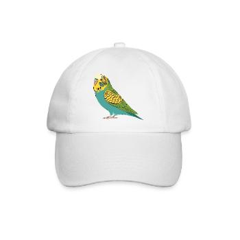 Budgie Green Yellow Turquoise Parakeet Parrot - Baseball Cap - white/white - Front