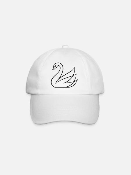 Minimal Swan Design Elegant Aesthetic Line Art - Baseball Cap - white/white