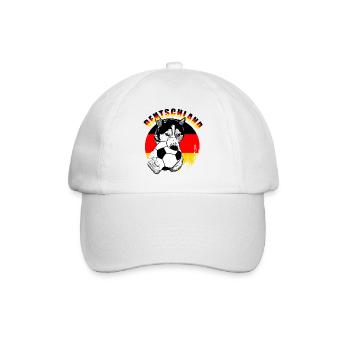 Deutschland Hund mit Fußball - Baseballkappe - Weiß/Weiß - Vorne