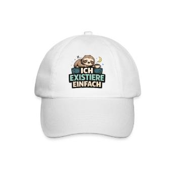 Ich existiere einfach – Faultier Motiv lustig  - Baseballkappe - Weiß/Weiß - Vorne