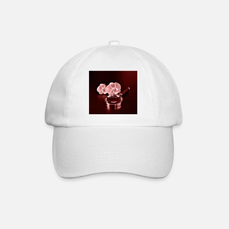 Fleurs d’orchidée et loupe - Casquette classique - blanc/blanc