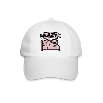 Lazy Pug Dog Bed Introvert - Baseball Cap - white/white - Front