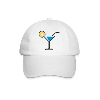 Cocktail / Cocktailglas / Martini + (Hellblau) - Baseballkappe - Weiß/Weiß - Vorne
