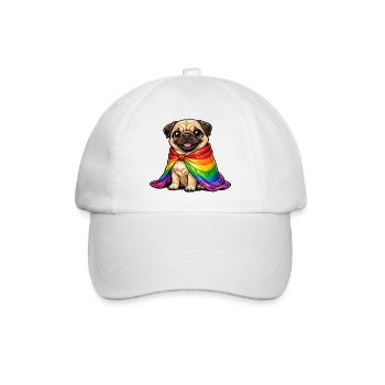 Pug Pride Dog Rainbow Cloak LGBTQ - Baseball Cap - white/white - Front