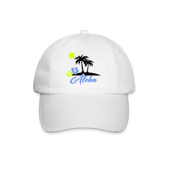 Écriture néon Hibiscus Aloha - Casquette classique - blanc/blanc - Devant
