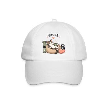 Cat Break: Coffee Break in a Basket - Baseball Cap - white/white - Front
