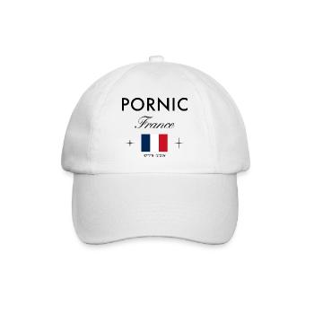 Pornic Frankreich Koordinaten Reise Souvenir - Baseballkappe - Weiß/Weiß - Vorne