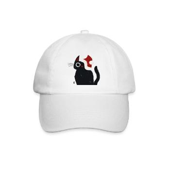 Black Cat with Santa Hat - Baseball Cap - white/white - Front