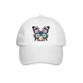 Pastel Floral Butterfly - Baseball Cap - white/white - Front