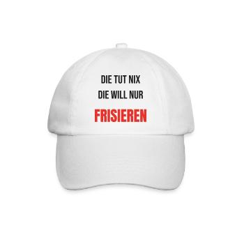 Die tut nix die will nur frisieren Friseurin - Baseballkappe - Weiß/Weiß - Vorne