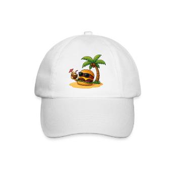 Burger essen Fast Food Paradies Sommer - Baseballkappe - Weiß/Weiß - Vorne