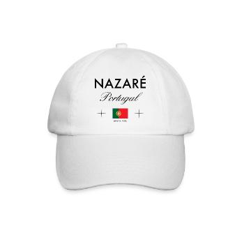 Nazare Portugal Koordinaten Reise Souvenir - Baseballkappe - Weiß/Weiß - Vorne
