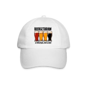Beergetarier - Lustiges Bier T-Shirt - Baseballkappe - Weiß/Weiß - Vorne