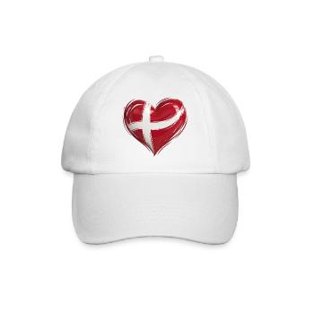 Denmark Heart Flag - Baseball Cap - white/white - Front