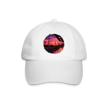 Sonnenuntergang am Bahnsteig - Baseballkappe - Weiß/Weiß - Vorne