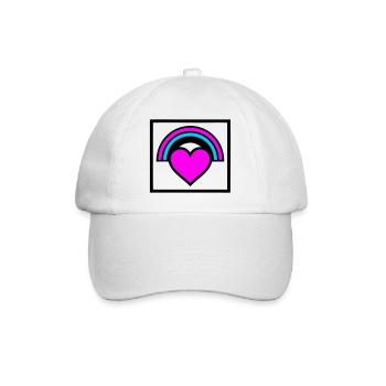 Regenbogen Herz Rahmen Grafik - Baseballkappe - Weiß/Weiß - Vorne