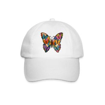 Patchwork Butterfly Quilt Style - Baseball Cap - white/white - Front