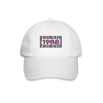 1988 geburtstag barcode rosa leopard retro-party - Baseballkappe - Weiß/Weiß - Vorne