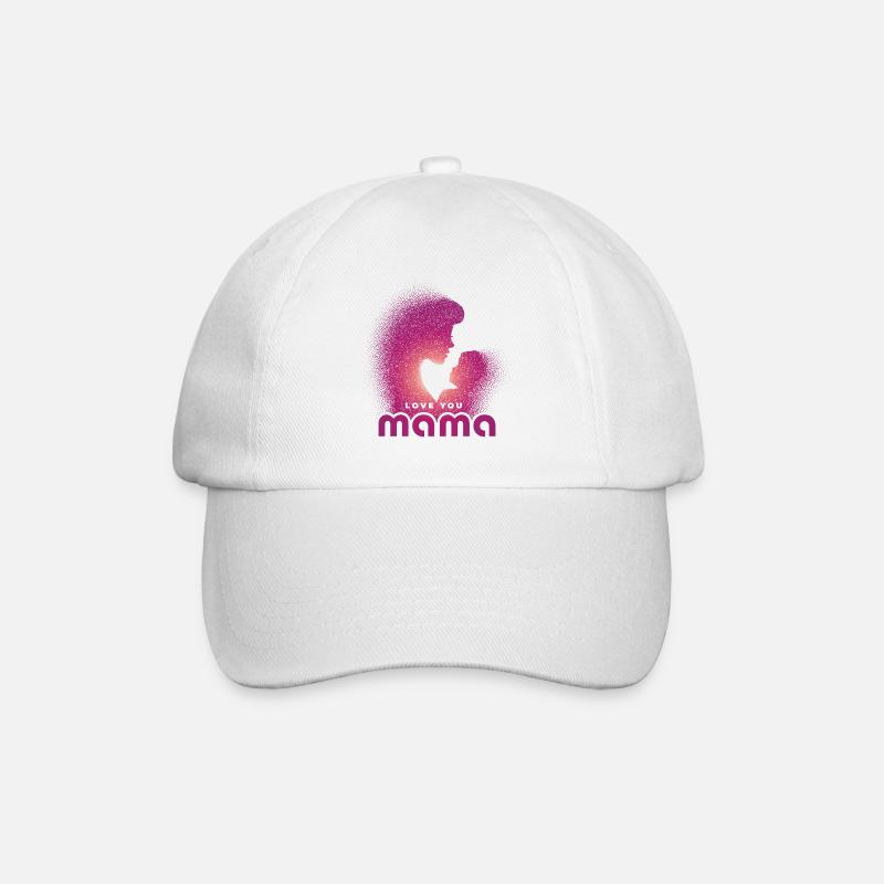 Love you Mama - Mutter mit Kind - Baseballkappe - Weiß/Weiß