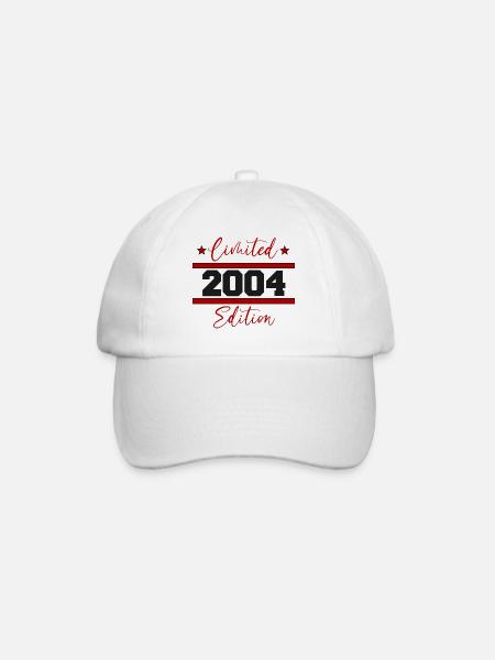Édition limitée Né 2004 18e anniversaire - Casquette classique - blanc/blanc