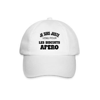 je suis juste venu pour les biscuits apéro - Casquette classique - blanc/blanc - Devant