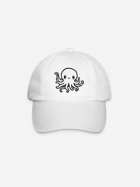 Niedlicher Octopus Kawaii - Baseballkappe - Weiß/Weiß