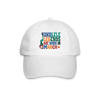Ukulele Legends are born in March - Baseballkappe - Weiß/Weiß - Vorne