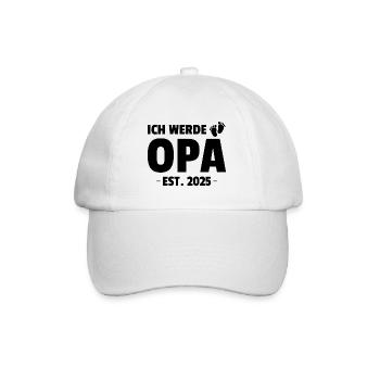 Ich Werde Opa Est. 2025 - Baseballkappe - Weiß/Weiß - Vorne
