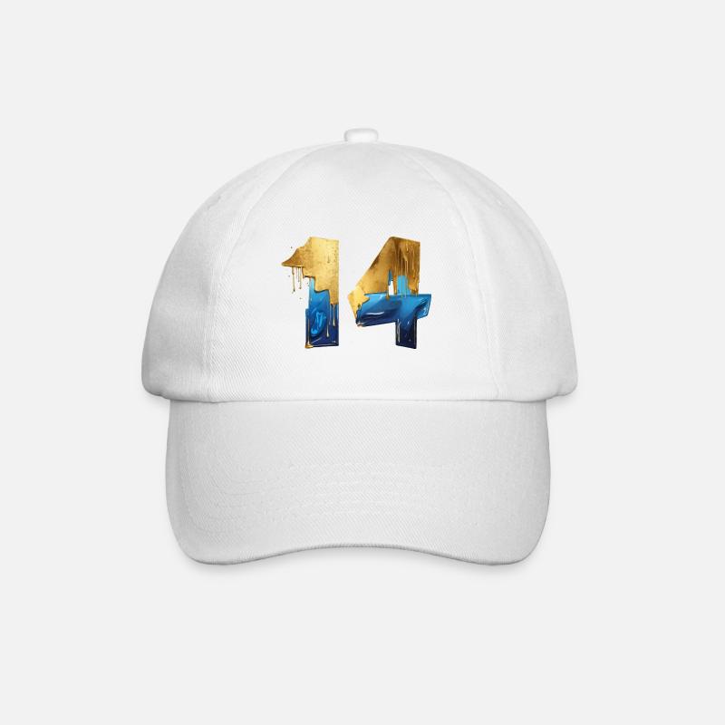 NR. 14 NUMMER 14 COOL 14. GEBURTSTAG - Baseballkappe - Weiß/Weiß