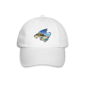 Mallorca map with picture Palma Cathedral - Baseball Cap - white/white - Front
