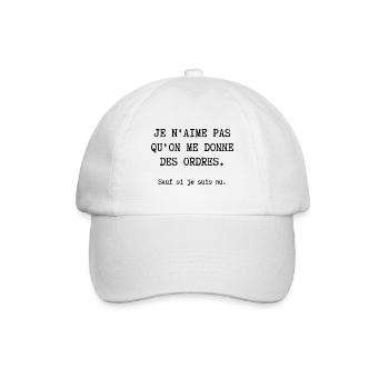 je n'aime pas qu'on me donne des ordres - Casquette classique - blanc/blanc - Devant