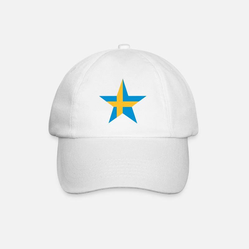 Schwedische Stern - Baseballkappe - Weiß/Weiß